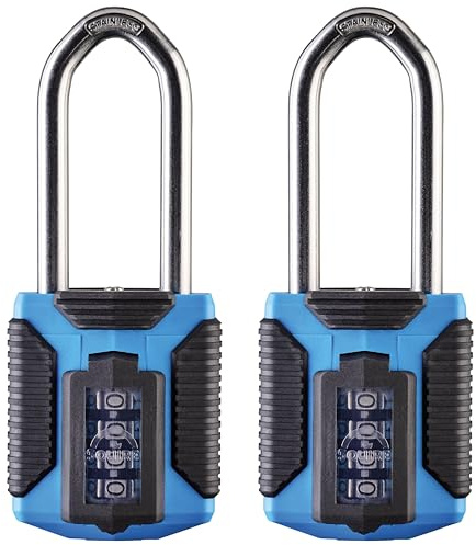 Squire Heavy Duty Padlock (CP50 ATLS Multipack 2X) - Toughest Steel Shackle - 4 Wheel Combination Padlock - Alloy Steel for Corrosion Resistance - Weatherproof Lock for Home & Leisure Blue