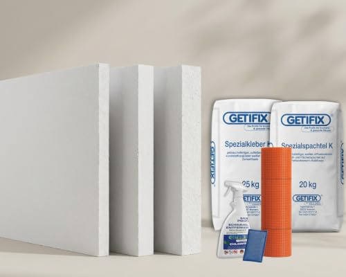 GETIFIX Klimaplatte-Set vorgrundiert 30 mm für 5 m², feuchteregulierende Kalziumsilikatplatten, Dämmplatten, verbessert das Raumklima, Schimmelschutz