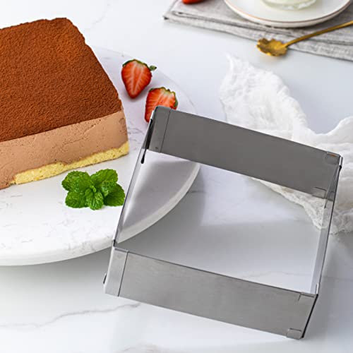 Anoudon Rectangular Adjustable Baking Frame 5cm Tall Stainless Steel Rectangular Baking Mould Cake Mould for Baking and Preparing Layered Cakes