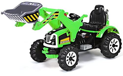 COSTWAY Electric Ride on Excavator, 12V Battery Powered Kids Construction Vehicle with Horn, 2 Speeds, Safety Belt, Electric Toy Car for Boys Girls (Green)