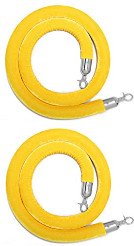 Rot, Blau, Grün, Weiß, Lila, Gelb, Orange, Samtseil, VIP-Stütze, Massenteiler, Hängeseile für roten Teppich/Abschlussfeiern, Silberne Haken (Farbe: Gelb, Größe: 4 m/13,1 Fuß)