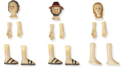 FADEDA 15 x kroppsdelar, 2 herdar + mag/höjd: 9 cm/handmålad/detaljerade krubbfigurer – julbord, dekoration, krubbtillbehör