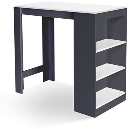 IDMarket - Bartisch Barth für 2 bis 4 Personen, Holz, grau, Platte weiß