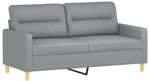 Tidyard 2-Sitzer-Sofa,Loungesofa Couch mit Armlehnen Schlafsofa Rückenkissen,Schlafsessel Wohnzimmersofa Designsofa Stoffsofa Metallgestell,158 x 77 x 80 cm (B x T x H) Stoff Metall,Textilene Hellgrau