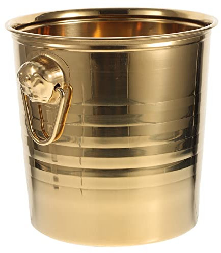 Ciieeo Cubeta De Hielo De Acero Inoxidable 5l con Cabeza De Tigre, Contenedor De Enfriamiento para Fiestas, Bares Y Banquetes, Color Dorado