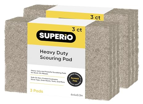 Natural Scouring Pad Non-Scratch Sisal Plant Based Scrubber Cleaning Scrub Pads, Eco-Friendly Reusable Kitchen Scrubbing Pad Pack of 6, by Superio