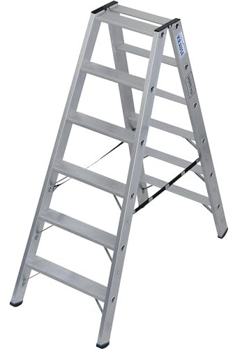 KRAUSE | Schwerlast-Stehleiter | beidseitig begehbar | bis 225 kg | 2x6 Stufen