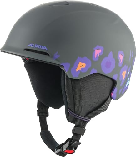 ALPINA Casco da sci unisex per ragazzi BRIX JR, Midnight Grey Leo, opaco, 51-55
