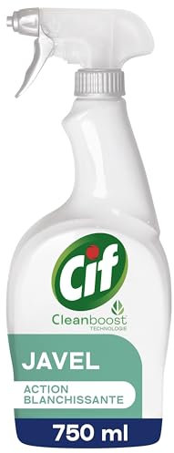 CIF - Spray nettoyant Multi-usages avec javel - Technologie Cleanboost - enlève 100% des taches tenaces - action blanchissante - 750ml