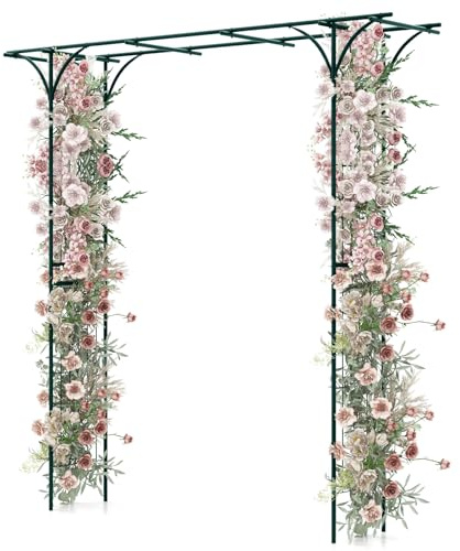 GOPLUS Rosenbogen aus Metall, 205 x 52 x 205 cm Pergola Rankhilfe Rankbogen Hochzeitsbogen Gartenbogen für Kletterpflanzen, Torbogen für Garten & Hochzeit (Grün)
