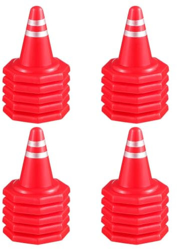Vaguelly 24stücke Mini Verkehrsleitkegel Verkehrssicherheits-Spielzeug Für Spielplätze Lernspiele Und Verkehrsregeln Leuchtend Rote Kreative Szenen