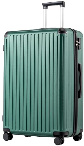 COOLIFE Koffer Trolley-Koffer Hartschalen-Koffer Rollkoffer Reisekoffervon ABS-Material mit TSA-Schloss Teleskopgriff und 4 Zwillingsrollen (Dunkelgrün, Großer Koffer)