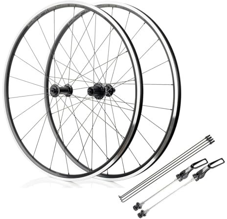 MIRODO Rennrad-Radsatz 451/650C/700C Aluminiumlegierung Doppelwandfelgen 20/24 Löcher Felgenbremsen Schnellspanner 100/130mm Vorder Hinterräder Für HG-Freilauf 8-12-Gang-Kassette(Black/Grey,650C)
