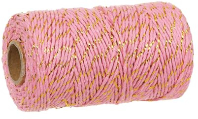 Cotton Twine String, 2 mm x 100 m Bakers Cord for Kitchen Cooking, Baking, Butchers, DIY Crafts, Wrapping, Gardening (Pink)