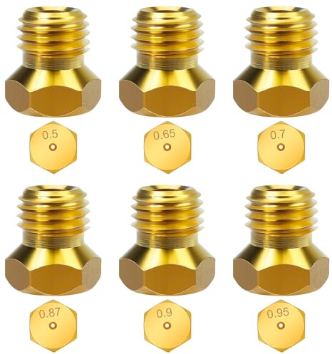 6 Stück Universal-Düsen für Gaskochfelder, LPG, Düsen, Düsen und Einspritzdüsen (0,5 – 0,65 – 0,7 – 0,87 – 0,9 – 0,95)