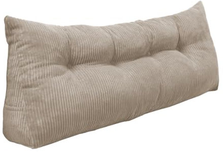 chilly pilley® Stützkissen Cord Rückenkissen Lesekissen Bettkissen Wandkissen Keilkissen Bettstützkissen viele Farben, 140x50x20 (Creme)