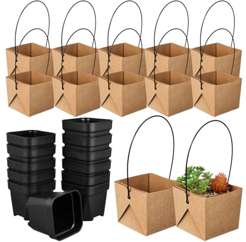 Happyyami 12 Paquetes De Envoltorios para Suculentas Pequeñas Macetas para Suculentas Y Bolsas De Papel Kraft Envoltorios Kraft para Plantas Suculentas Cactus