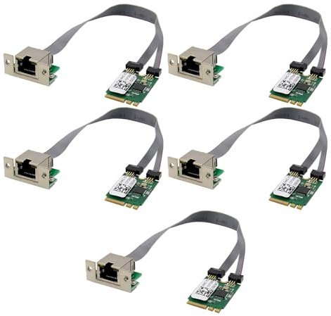 Umsoxhy 5X M.2 Una + E Key 2.5G Tarjeta LAN Ethernet RTL8125B Tarjeta de Red de Control Industrial Adaptador de Red PCI Express