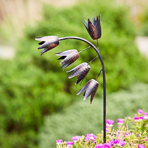 Paper High Recycled Metal Bluebell Garden Stake - Outdoor Decoration - Metal Sculpture - Garden Accessory - Flowerbed Décor