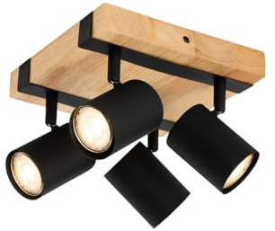 Qazqa Smart led Verstellbarer Deckenstrahler, Deckenspot - Jeana Smart - Naturel, inkl. 4.7W LED-Lampe, 2700K - 6000K, dimmbar, 20cm, Quadratisch, 4-flammig, Ideal als Flur, Küche lampe,