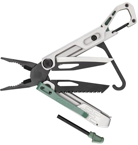 Gerber Multi-Tool mit 10 Funktionen, Stakeout Spark | Camping-Tool mit Frame-Lock Verriegelung, Zange, Feuerstarter, Karabiner u.v.m., Baltic Haze, 1070268