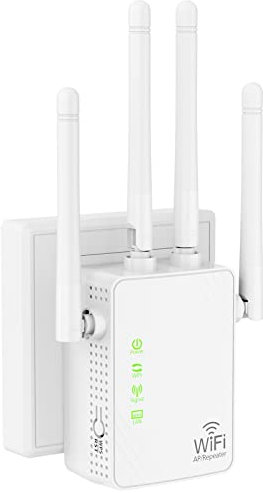 Amplificatore di segnale WiFi Extender fino a 5000 sq.ft e 55 dispositivi, amplificatore ad ampio raggio e connessione Ethernet, punto di accesso, configurazione a 1 tasto, compatibile con Alexa