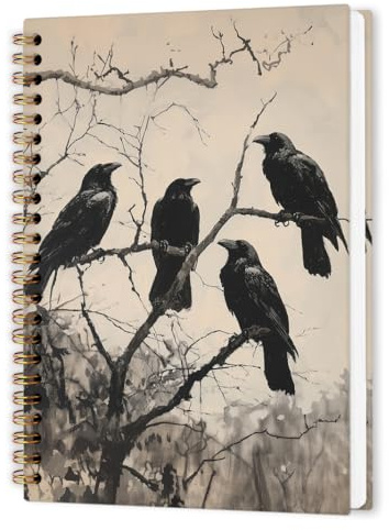 nvucamd Häxa svart kråka korp spiral anteckningsbok, gotisk halloween korp journal anteckningsbok, mörk Academia korp journalföring anteckningsböcker för kvinnor, gotisk kråka kontor skolmaterial