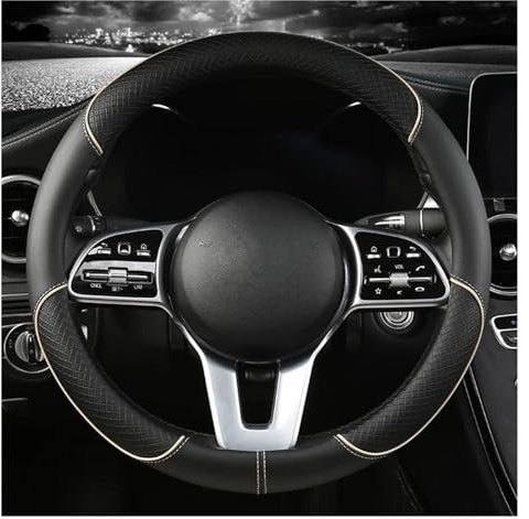 Auto-Lenkradbezug O-Form D-Form 38 cm für Mercedes Benz A C CLA E GLA GLC GLE S B CLS Klasse AMG Lenkradabdeckung (Beige O-Form)