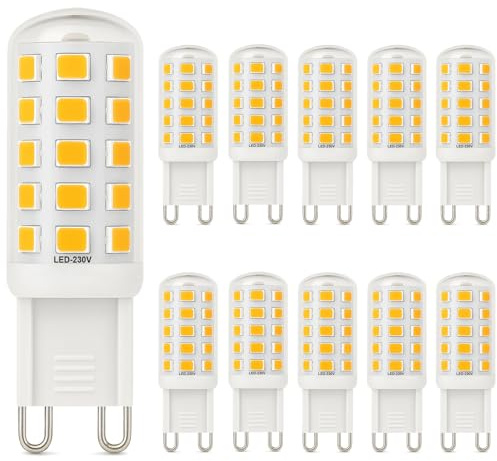 Ugvmn 3W G9 LED Leuchtmittel 580LM, Warmweiß 3000K GU9 LEDs Birne entspricht 40W Halogenlampe,Kein Flackern G 9 LED Glühbirne,Lampe G9 Enegiesparende, Nicht Dimmbar, 10er Pack