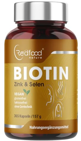 BIOTIN GOLD - ZINK + SELEN FÜR HAARE HAUT UND FINGERÄGEL · HOCHDOSIERT · BIOTIN HAARWUCHS 365 KAPSELN IN DEUTSCHER PREMIUM QUALITÄT