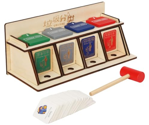 FUNOMOCYA Éducatif DIY de Tri des Déchets Bois pour Garçon Fille Apprentissage du Tri des Ordures Interactif pour Garçons et Filles