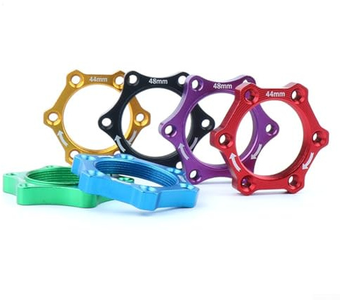 Mountain Bike Disc Brake Flange Adapter with 6 Bolts Holes Rotary Hub Flange Base for Bicycle Lock Nut Aluminum Alloy Hardened Material Suitable for Disc (48mm Black)
