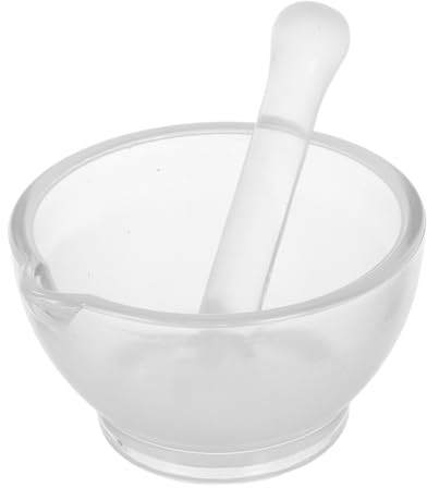 GARVALON Mortero de Vidrio Transparente Mano para Moler Especias y Medicamentos Tazón de 8 Oz 90 MM Herramienta Multipropósito para Laboratorio Farmacia y Cocina