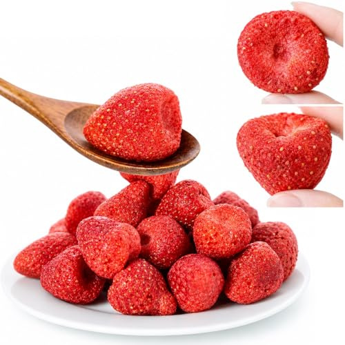 Fresas Enteras Liofilizadas 300g - Fruta Deshidratada Natural Sin Azúcar Añadida Botana Crujiente Para Repostería Yogur