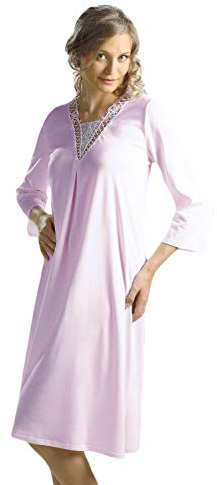 e.Femme® Camicia da notte da donna a 3/4 maniche LEDA in cotone/modal, lilla., 44