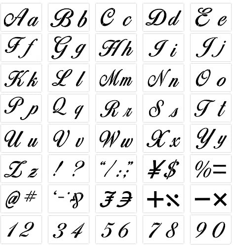Aipaide 40 Stück Buchstaben Schablonen, wiederverwendbare Kunststoff Alphabet Schablonen, Kalligraphie Groß und Kleinbuchstaben Schablone, 21x15cm