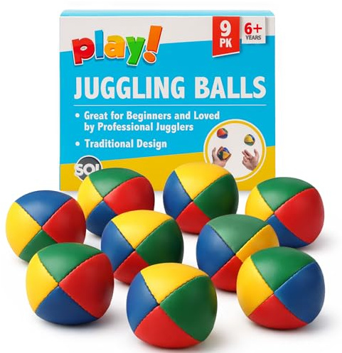 SOL 9pk Circus Juggling Balls, 5cm Durable and Safe Fun Toys for Kids and Adults, Great Gift, Perfect Size for Learning to Master Juggle Skills