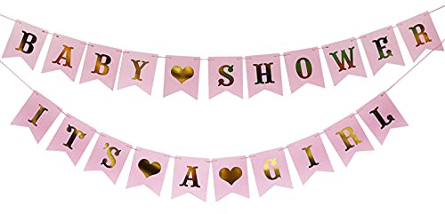 Its a Girl Deko Girlande, Babyparty Deko Mädchen, Baby Shower Banner, Papier Babyparty Girlande, Baby Party Dekoration Rosa für Babyshower Gender Reveal Party Photo Props