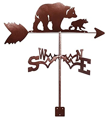 EICOFF Décoration Girouette, Girouette Ours Sauvage Silhouette Girouette Girouette Outils de Mesure en Acier Inoxydable Indicateur de Direction du Vent pour Patio Cour