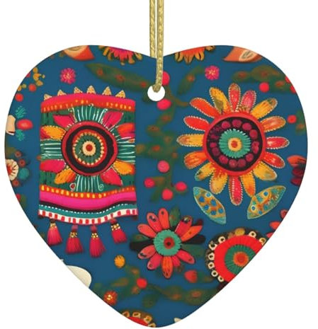 Lustiges Keramik-Ornament, Weihnachtsschmuck, Feiertags-Ornamente, Weihnachtsbaum, Heimdekoration, mexikanische Volkskunst, Boho