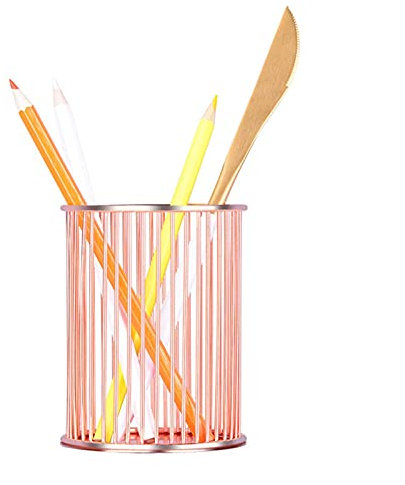 Pennhållare Rose Gold Pen Pencil Holder Kosmetisk Förvaring Box Mesh Basket Desk Förvaring Hylla Office Desktop Organizer Stationery Supplies
