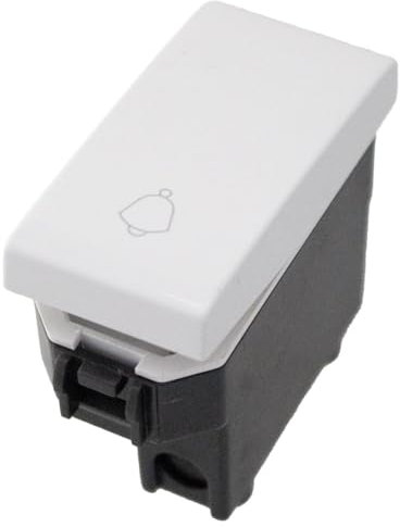 Pulsante Con Simbolo Campanello 1P 10A, Compatibile Con Bticino Living, Compatibile Con Vimar Plana (1 Pezzo, Bianco)