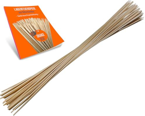 50 Marshmallow Spieße Stockbrot Stäbe Lagerfeuer Stöcke Grillspieße 90 cm - Ø 6mm aus Natur Bambus Holz für Kinder inkl. Ratgeber