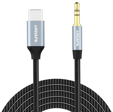 ANDAPA USB-C till 3.5mm Ljudkabel (1M) - Audiokabel med Inbyggt DAC-Chip för iPhone 15 Pro Max/15 Plus, Samsung S24/S23/S22/S21, Pixel 4/5 XL, iPad Pro & Mer