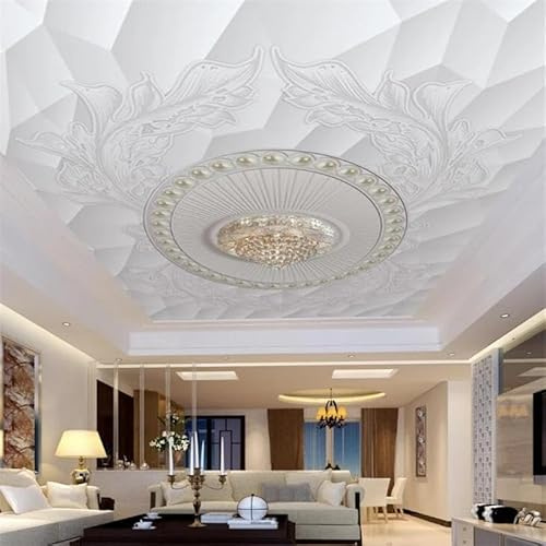 YIBUHANG Papel pintado de pared de techo en 3d, en la sala de estar, de flores blancas de escayola, en el dormitorio.
