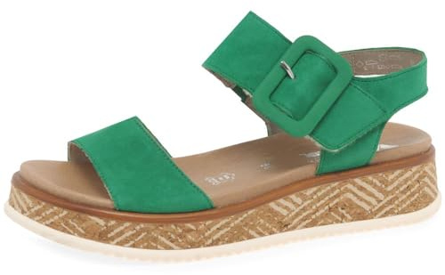 Rieker Damen W0800 Keilsandaletten, grün 52, 39 EU