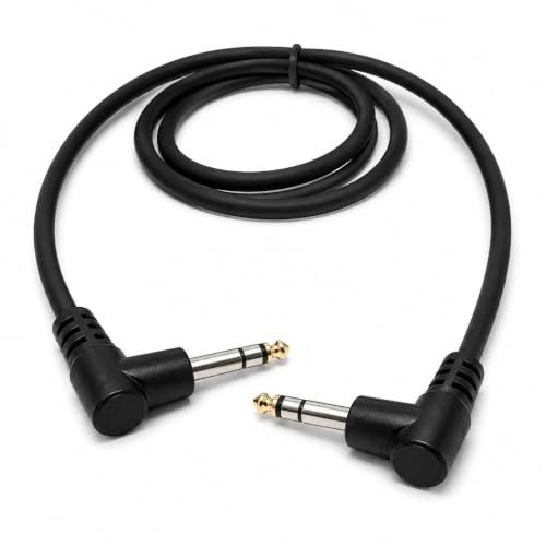 Cavo patch da jack stereo TRS a jack da 1 m, 6,35 mm, doppio angolo retto per cuffie, amplificatori, strumenti musicali, eventi dal vivo, DJ, 1 m
