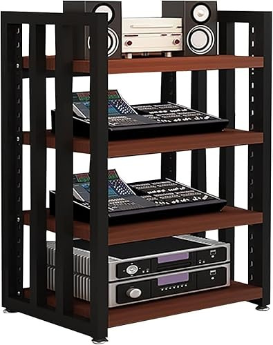 Yoeoefuo HiFi Rack Stereo-Rack Plattenspieler Regal 4-stufige Multimedia-Rack HiFi-Möbelsystem Mit Verstellbaren Ablagen HiFi-Komponenten-Rack Für Zuhause Büro Audio-Video DJ Theater(Style 1)