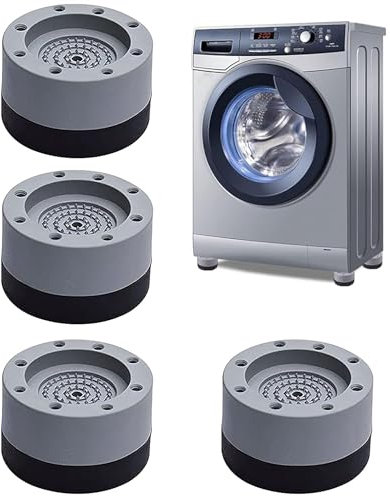 Jidyllic Antivibracion Lavadora Pies,4 Pcs Patas Antivibracion Lavadora Almohadilla de Goma Antivibración Alfombrilla Antideslizante para Lavadora,Secadora y Frigorífico
