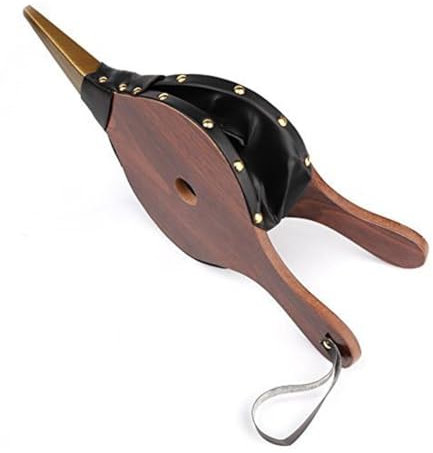 Okeeyseda Vintage Mini Hand Bellows Dark Brown Fireplace Blower Traditional Stove Fire Lighter Fan for Home DIY Fireside Accessories